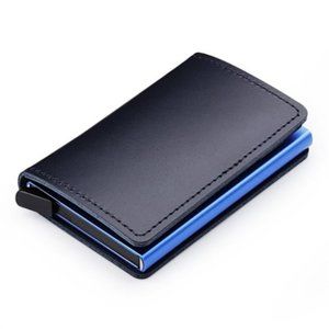 NEW Genuine Leather RFID Card Box Slim Wallet